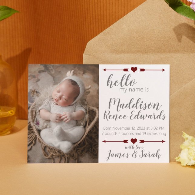 Hej, ny bebis födselmeddelande med foton inbjudningar (Skapare uppladdad)