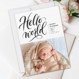 Hej Ny Bebis Foto Borste Handritat Manus Meddelande