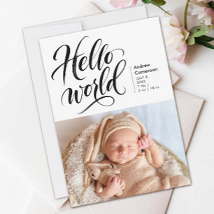 Hej Ny Bebis Foto Borste Handritat Manus Meddelande