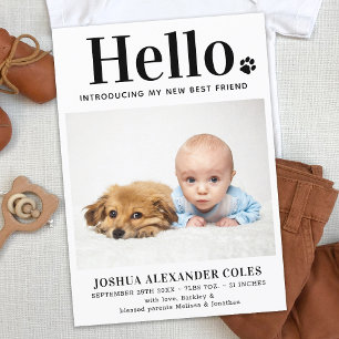 Hej Nyfödd bebis Modern Pet Newborn Photo Meddelande