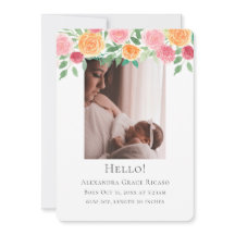 Hej Nyfödd bebis Photo Personlig Rosa Flowers