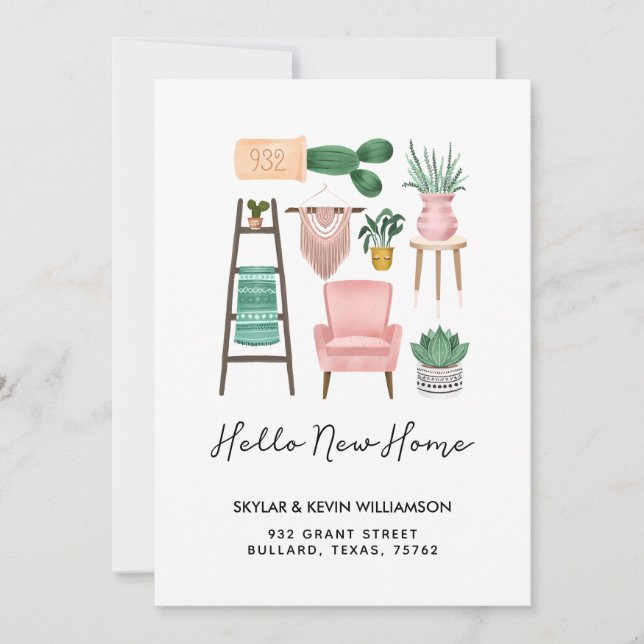 Hej - nytt hem | Flytta av krukväxter och möbler Meddelande (Framsida)