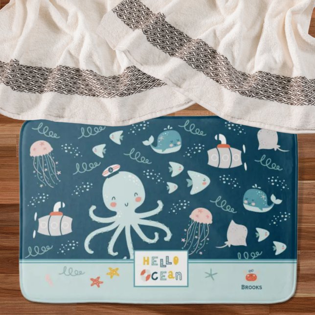 Hej Oceanen Nautical Blue Kid Bathroom Badrumsmatta (Skapare uppladdad)
