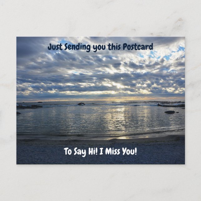 Hej och jag saknar dig Sunset över Blue Ocean Vykort (Framsida)