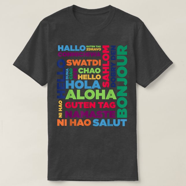 Hej Ord på olika språk T Shirt (Design framsida)