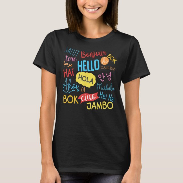 Hej Ord på olika språk T Shirt (Framsida)