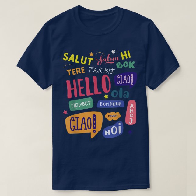 Hej Ord på olika språk T Shirt (Design framsida)
