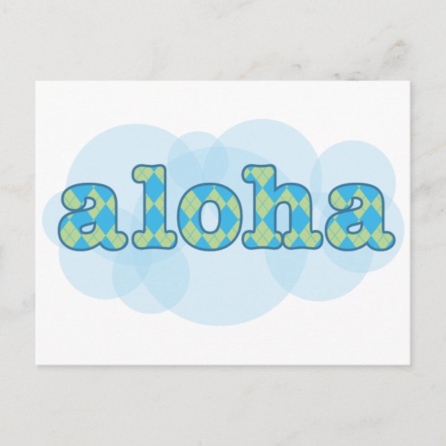 Hej på Hawaiianska - Aloha med argyle mönster Vykort (Framsida)