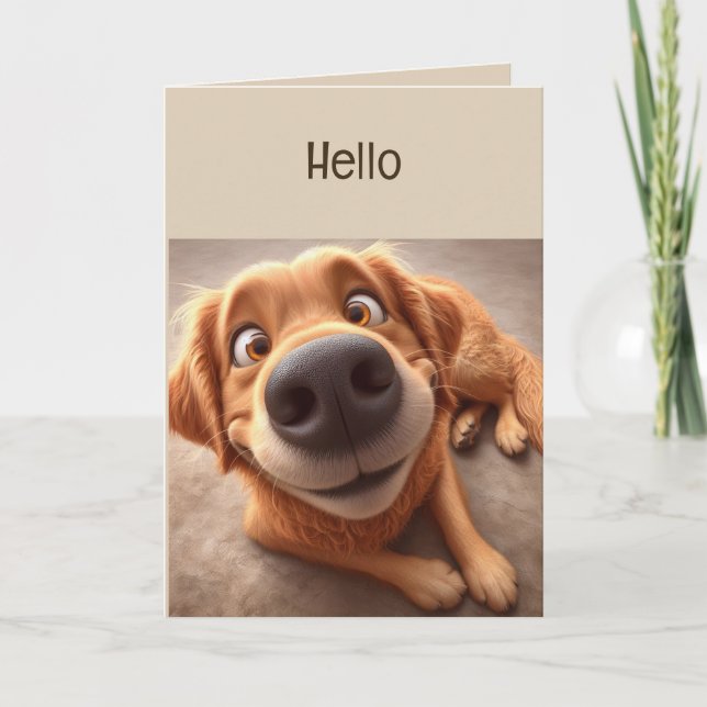 Hej på Hej Tankar på Roligt Fånig Hund Card Kort (Framsida)