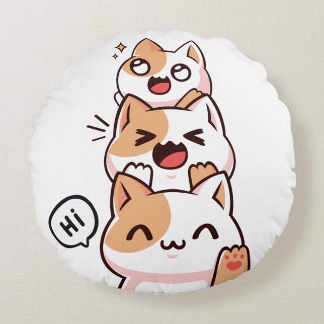 Hej på katter rund kudde (Framsidan)