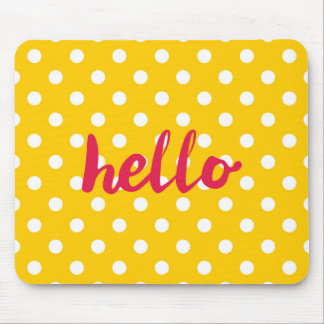 Hej på polka dots för pastellgult musmatta