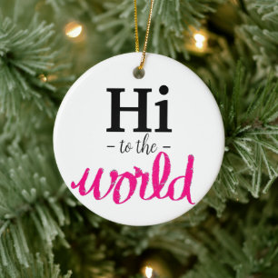 Hej på World Rosa White Birth Stats Namn Julgransprydnad Keramik