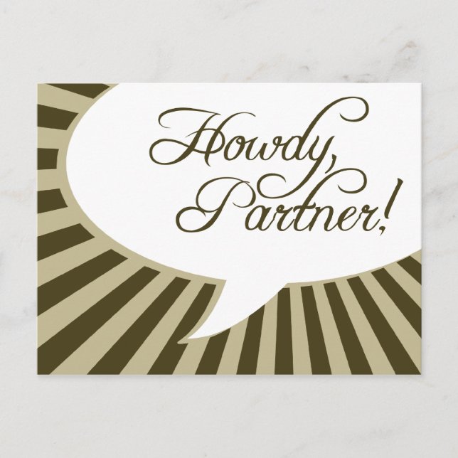 Hej, partner! Angående: Bubblan tecknad tal Vykort (Framsida)