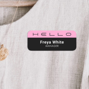Hej Pastel Rosa, Black Namnbricka