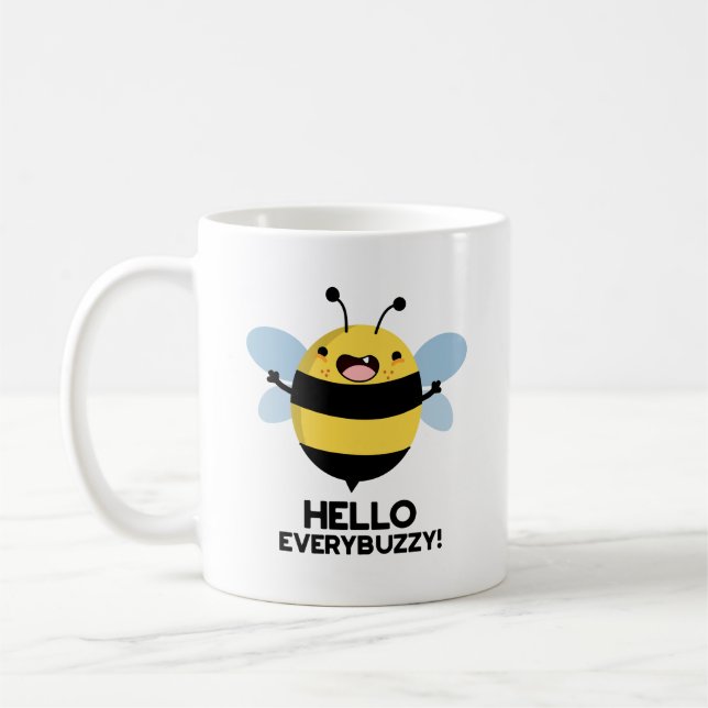 Hej Perbuzzy Funny Bee Pun Kaffemugg (Vänster)