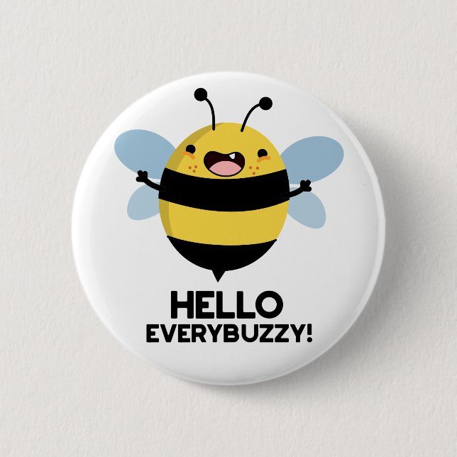 Hej Perbuzzy Funny Bee Pun Knapp (Framsida)