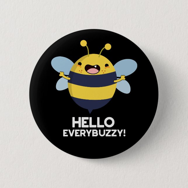 Hej Perbuzzy Funny Bee Pun Mörk BG Knapp (Framsida)