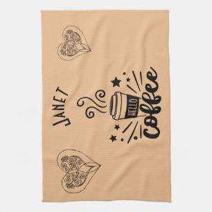 Hej Personlig av Steaming-kaffe med öron Kökshandduk