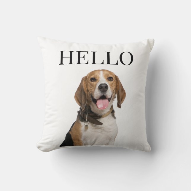 Hej Personlig Beagle Hund Porträtt Photo Kudde (Framsida)