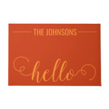 HEJ Personlig Family Namn Välkommen Mat Orange