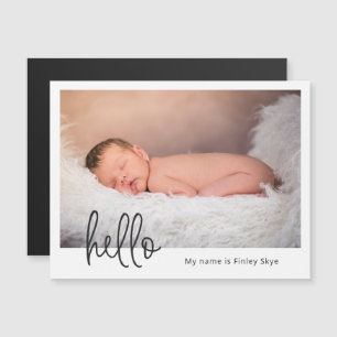 Hej Photo Modern Birth Announcement Magnet