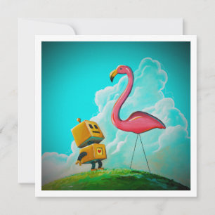 Hej Pinky Robot Flamingo - Mini Print