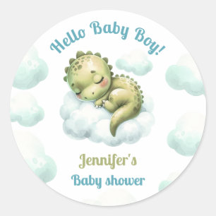 Hej Pojke Cute Dinosaur Blue Boy Shower Runt Klistermärke
