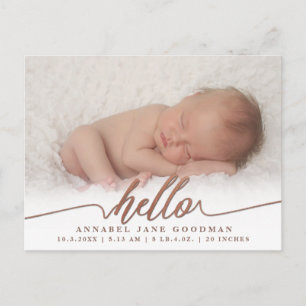 Hej Pojke Girl Birth Anouncement Photo Vykort