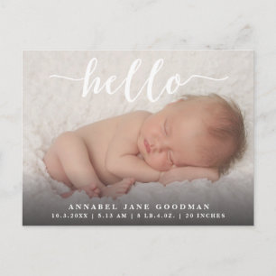 Hej Pojke Girl Birth Anouncement Photo Vykort