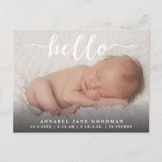 Hej Pojke Girl Birth Anouncement Photo Vykort