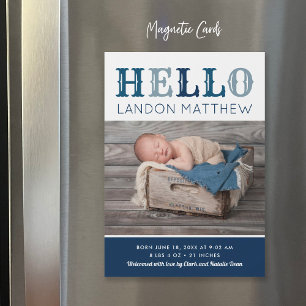 Hej Pojke Magnetic Photo Birth Notice