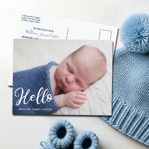 Hej Pojke Photo Simple Birth Notice Vykort