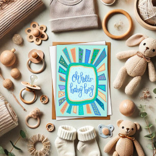 Hej Pojke Whimsique Cute Blue Modern Kort