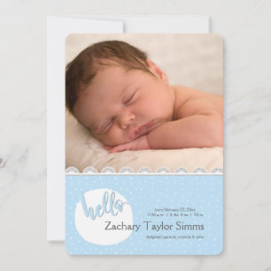 Hej Polka dots Photo Birth Notice Meddelande