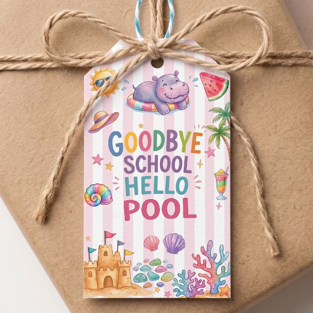 Hej Poolparty Gul Caro Presentetikett (Skapare uppladdad)