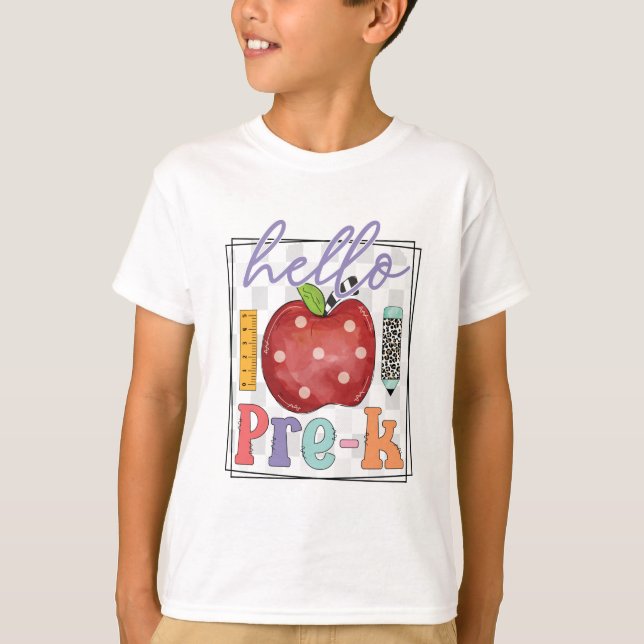 Hej Pre-K, Boys eller Girls T Shirt (Framsida)