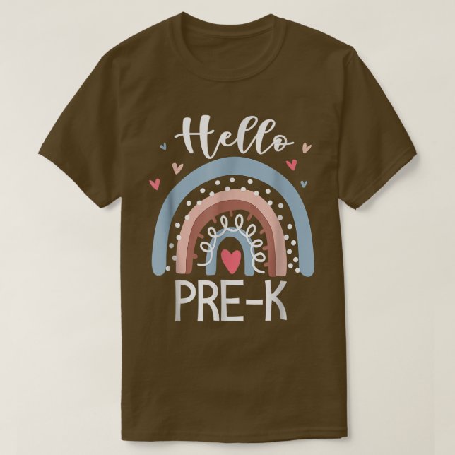 Hej Pre K Funny Boho Rainbow Back to school T Shirt (Design framsida)