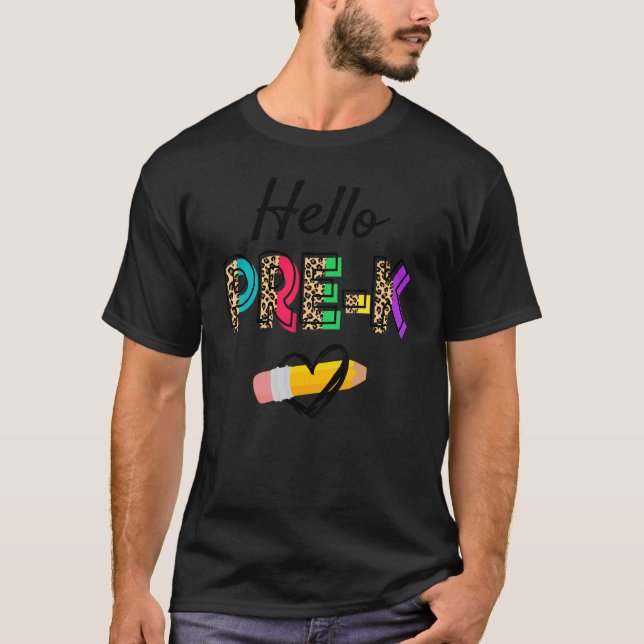 Hej Pre K Leopard Team Prek Back to school Teach T Shirt (Framsida)