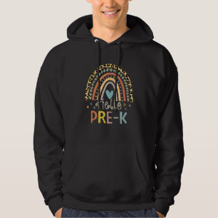 Hej Pre K Rainbow Leopard Flickor Lärare Tillbaka  Hoodie