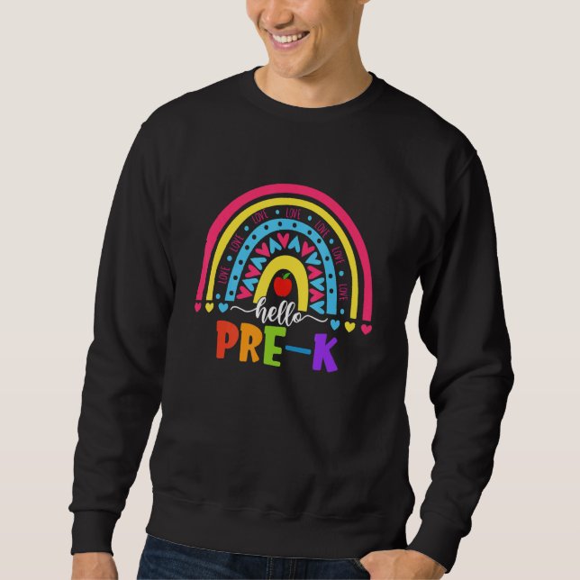 Hej Pre K Rainbow Team Hej Preschool Sten Squ Lång Ärmad Tröja (Framsida)