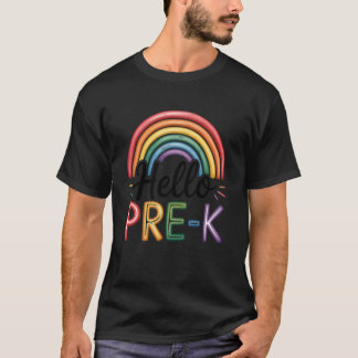 Hej Pre-K regnbåge tillbaka till skolan lärare ele T Shirt