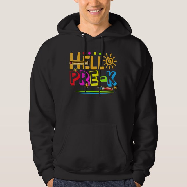 Hej Pre K Shirt Roligt Back to school Lacher Stude Hoodie (Framsida)