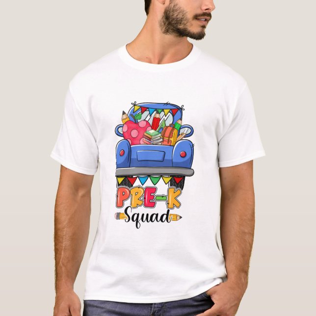 Hej Pre K Squad Cute Lastbil Back to school Teache T Shirt (Framsida)