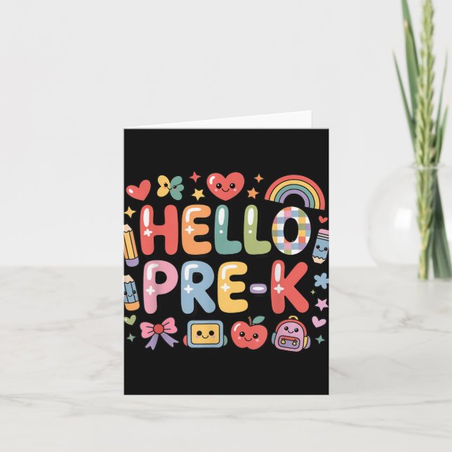 Hej Pre-k Tillbaka Till Skolan Lärare Elev Kul Gra Kort (Framsida)