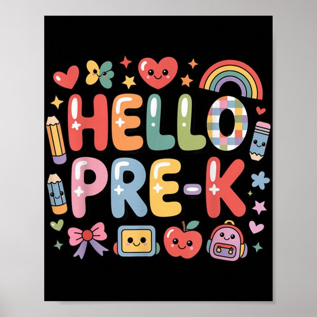 Hej Prek Back to school Lärare Student Roligt Gra Poster (Framsidan)