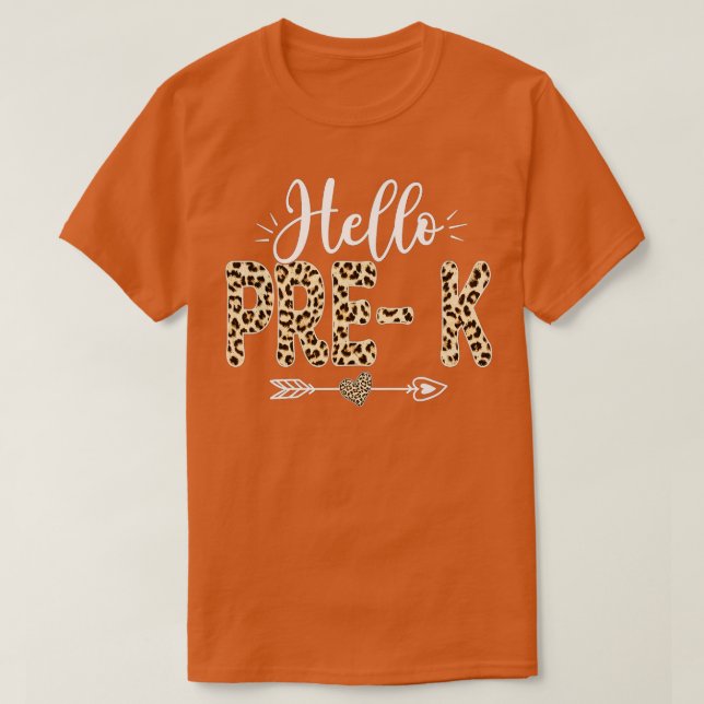Hej PreK Leopard Back to school Lärare Student T Shirt (Design framsida)