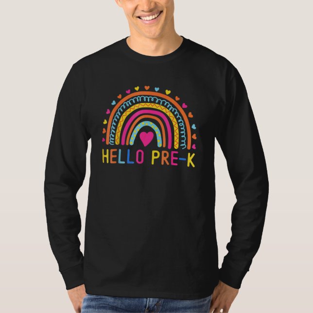 Hej PreK Regnbågskollärarbarn Bakåt T Shirt (Framsida)