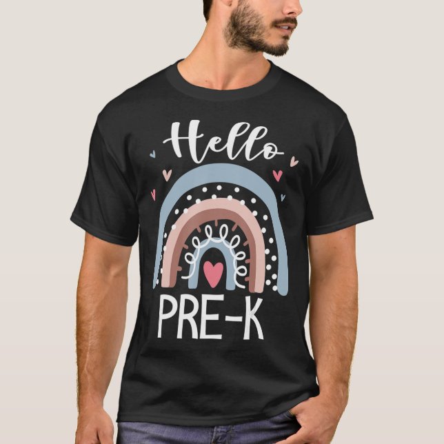 Hej PreK Roligt Boho Rainbow Back to school T Shirt (Framsida)