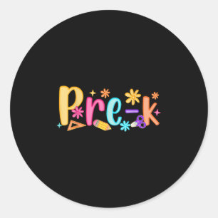 Hej Prek Teacher Girl Kid Preppy Prek tillbaka til Runt Klistermärke