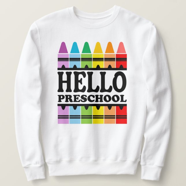 Hej Preschool Back to school Lång Ärmad Tröja (Design framsida)